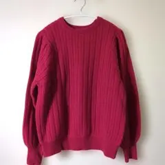 SHIPS any ヘリンボーン パフスリーブ ニット プルオーバー