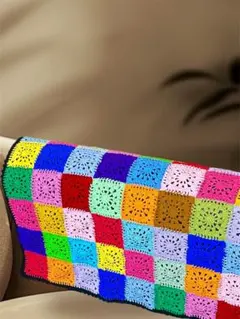 マルチカバー　ブランケット　インテリア　レトロポップ　ハンドメイド　未使用品