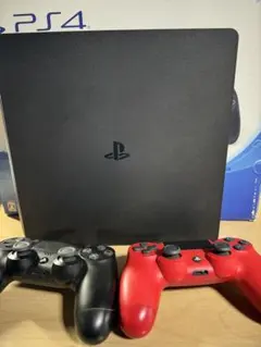 PlayStation 4 本体 黒と赤のコントローラー付き