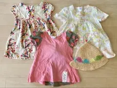80サイズ・カットソー＆麦わら帽子 3点セットまとめ売りのサムネイル