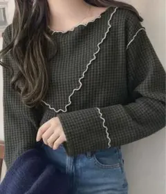 【新品•未使用】前後2wayヘビーワッフル切り替えプルオーバー　チャコールグレー