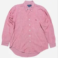 RALPHLAURENロゴ刺繍赤白ハウンドトゥースチェック千鳥格子シャツMのサムネイル