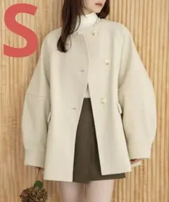 hinari　ウェーブデザインミドルコート　アイボリー　FREE SIZE hinari（ヒナリ） コート アウター ウェーブデザインミドルコート