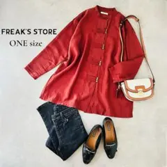 FREAK'S STORE ノーカラー デザインシャツ ゆったりシルエット