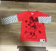 Disney ミッキーマウス 長袖カットソー レッド 星柄　100cm