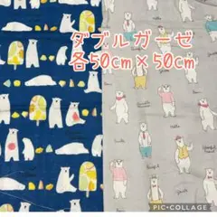 (特価63)ダブルガーゼ　シロクマ　各50×50