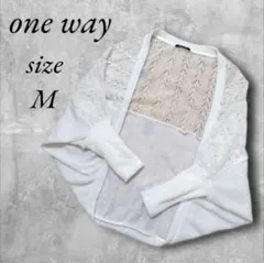 one way ワンウェイ ウール混ニットカーディガン M アイボリー 透け感のサムネイル