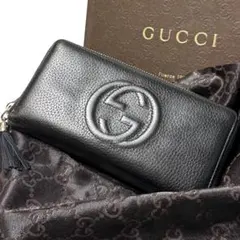 美品】 416 GUCCI グッチ ラウンドファスナー 長財布 SOHO - メルカリ