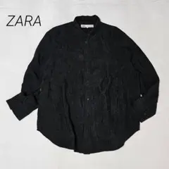 ZARA/アセテートシワ加工/長袖シャツ/オーバーサイズ/光沢/モード系/S