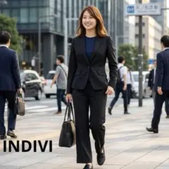 INDIVI ストライプビジネスジャケット ブラック A1044