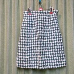 新品未使用　ミニスカート　台形　千鳥格子　ブルーグリーン　Mサイズ