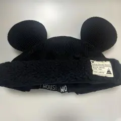 東京ディズニーリゾート　ファンキャップ　ミッキー 耳付き　ボア　モコモコ　黒