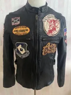 AVIREX シングルライダースジャケット　レザージャケット　本革　山羊革
