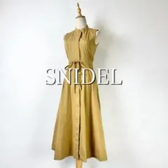 SNIDEL コットンリネン ノースリーブ スタンドカラー ワンピース