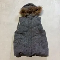 simplicite ラクーンファー ツイードダウンベスト