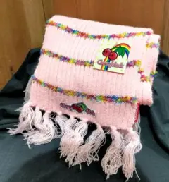 平成女児　レトロ　チェリーブラック　マフラー　　ニット　レア