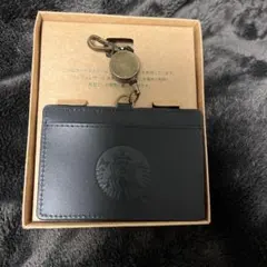 STARBUCKS リール付きパスケース ブラック