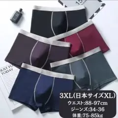 ボクサーパンツ　3XL（日本XL）メンズ　パンツ　下着　5枚セット　カラバリ