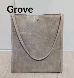 綺麗め　2way　ベージュハンドバッグ　合皮　grove