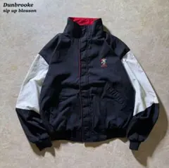 DunbrookeジップアップブルゾンUSA製古着ブラック短丈刺繍ロゴ80s美品