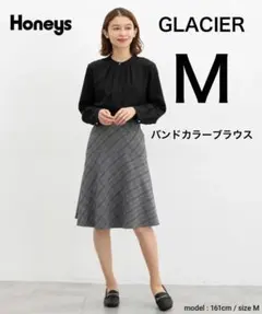 Honeys ハニーズ GLACIER グラシア バンドカラーブラウス Mサイズのサムネイル