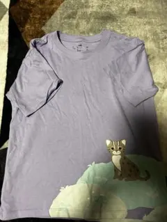 紫色 動物イラスト Tシャツ 140cm