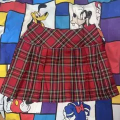 レッド系チェック プリーツスカート