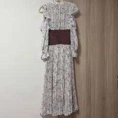 Snidel ウエストリブフレアスリーブプリーツワンピース