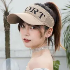 ◆新品◆ベージュ◆メッシュサンバイザー◆レディース◆女性用◆帽子◆キャップ