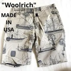 Woolrich チノ　ショート　パンツ　ハーフパンツ　総柄　船　アメリカ製のサムネイル
