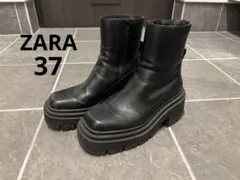 ZARA ブラック サイドゴアブーツ 厚底 37