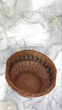 籐製円形収納バスケット 茶色