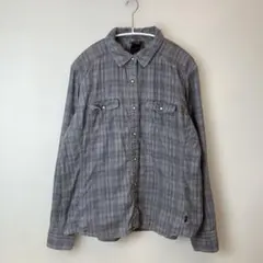 THE NORTH FACE コットン 長袖シャツ グレー チェック T107m