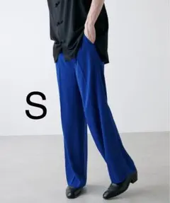 【Lui's】カラーワイドレッグパンツ ブルー Sのサムネイル