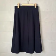 ユニクロネイビー フレアスカート ひざ丈 ポリエステル混紡