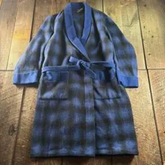 古著 漸層格紋 長袍 長外套 附腰帶 奧地利製 M