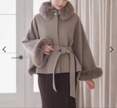 新品 タグ付き ANAYI アナイ アルパカ フォックスファーショートコート