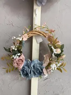 フラワーリース ピンク ブルー 約30cm