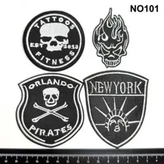 NO101 4枚まとめ売り　自由の女神　海賊　筋トレ　アイロン接着　刺繍ワッペン