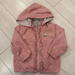 【kladskap】フリル付きピンク花柄リバーシブルジャケット100センチ