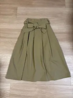 ウエストリボン付きフレアスカート ベージュ　m's select midのサムネイル