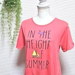 ☆ Doublefocus (LL) フロント プリント 半袖 Tシャツ ピンク