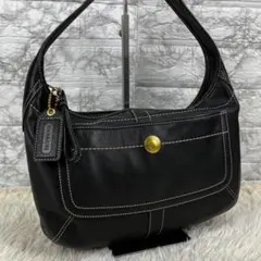 【美品】 コーチ ショルダーバッグ ワンショルダー ハーフムーン レザー 黒