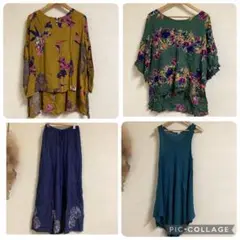 エスニック まとめ売り 秋 トップス ブラウス ワイドパンツ ワンピース