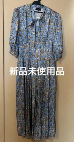 【未使用品】agnès b. 花柄長袖ロングワンピース 38