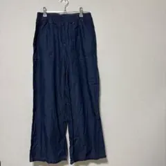 n*o様 デニムワイドパンツ ジーンズ ウエストゴム インディゴブルー
