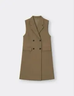 【期間限定】GU ロングジレ ベスト ブラウン ダブルボタン　Sサイズ