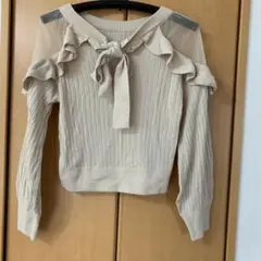 グレイル　　mb1058 レース切り替えショルダーフリルニットトップス