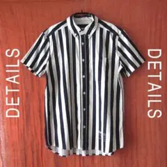 美品　DETAILS／ディテールズ★　ストライプ　半袖ボタンダウンシャツのサムネイル