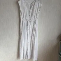 刺繍入りホワイトシャツワンピース